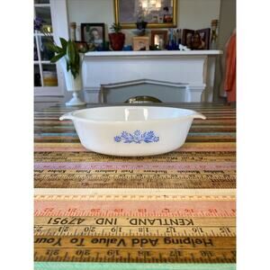 Vintage Anchor Hocking Fire King 433 1 1/2 Quart Oval Glass Bowl Cornflower Blue